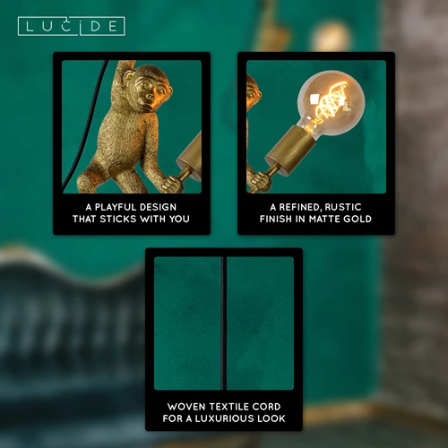 Lucide EXTRAVAGANZA CHIMP - Pendant light - Ø 17,6 cm - 1xE27 - Black - USP